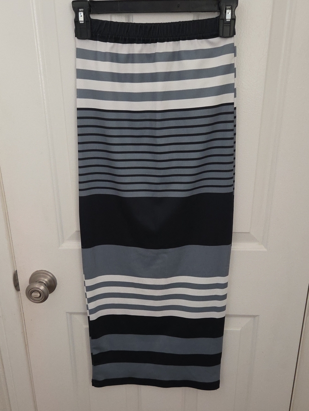 Striped Pencil Skirt - Black & Gray